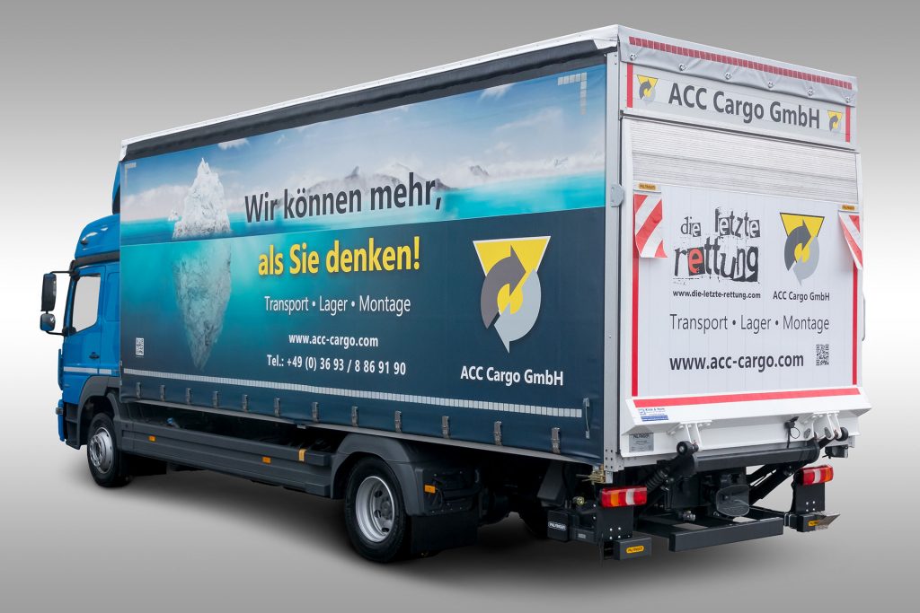 Lkw-Beschriftung - Ansicht Heck und Fahrerseite