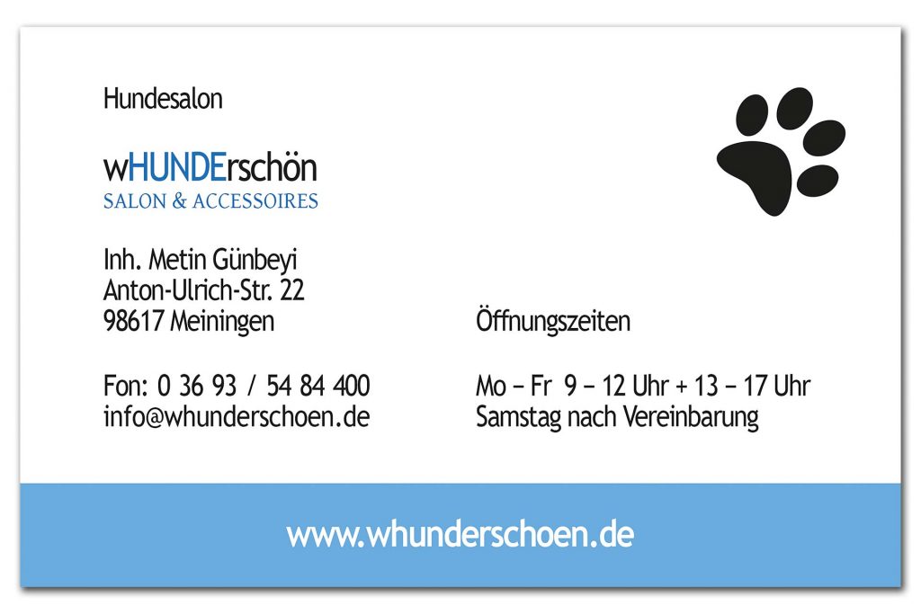 Visitenkarte Hundesalon wHUNDerschön, Seite 1